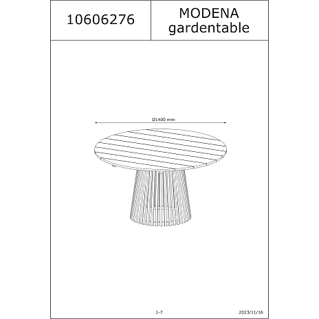 Modena havebord Ø140 cm - teak