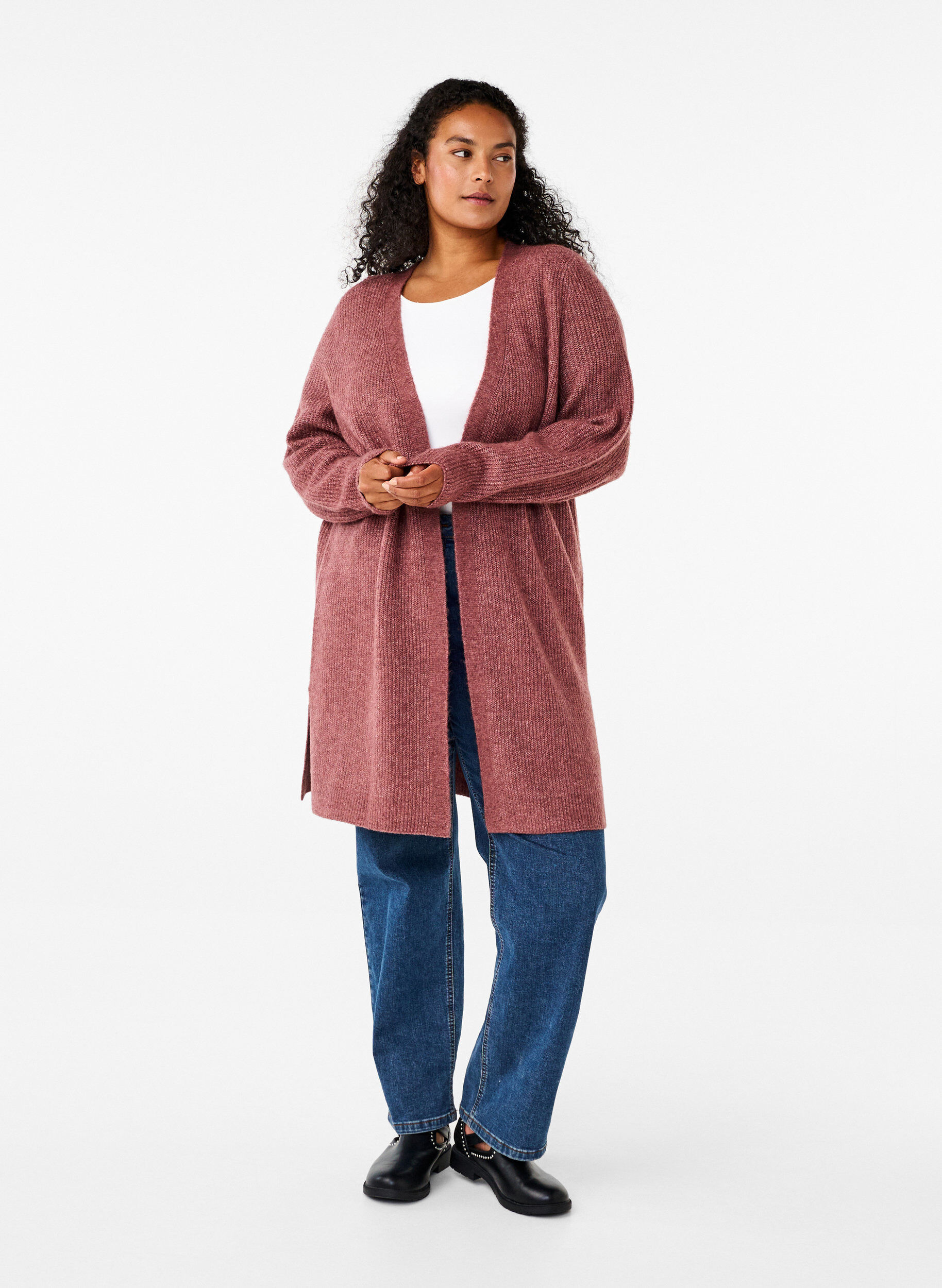 FLASH - Ribstrikket cardigan med slidser