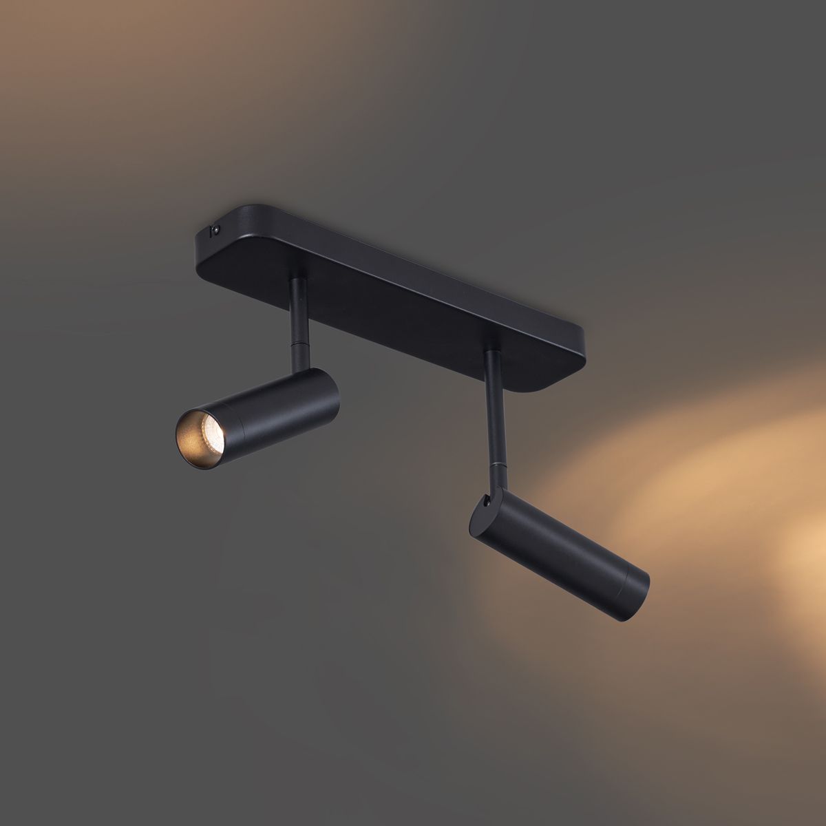 Afgeronde plafondspot zwart GU10 35mm 2-lichts draai- en kantelbaar - Kate