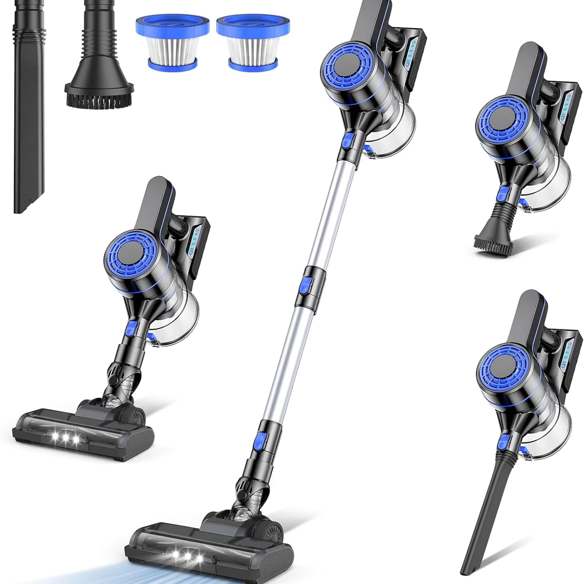 Aspirateur Balai sans Fil 6 en 1 bleu clair noir Vendos85