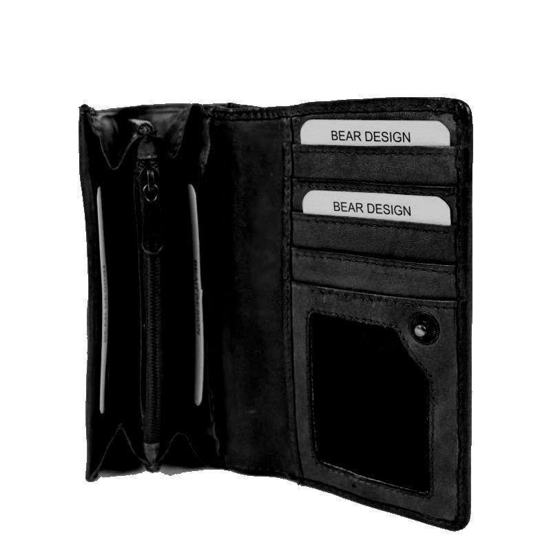 Bear Design Portemonnee Flappie Black
