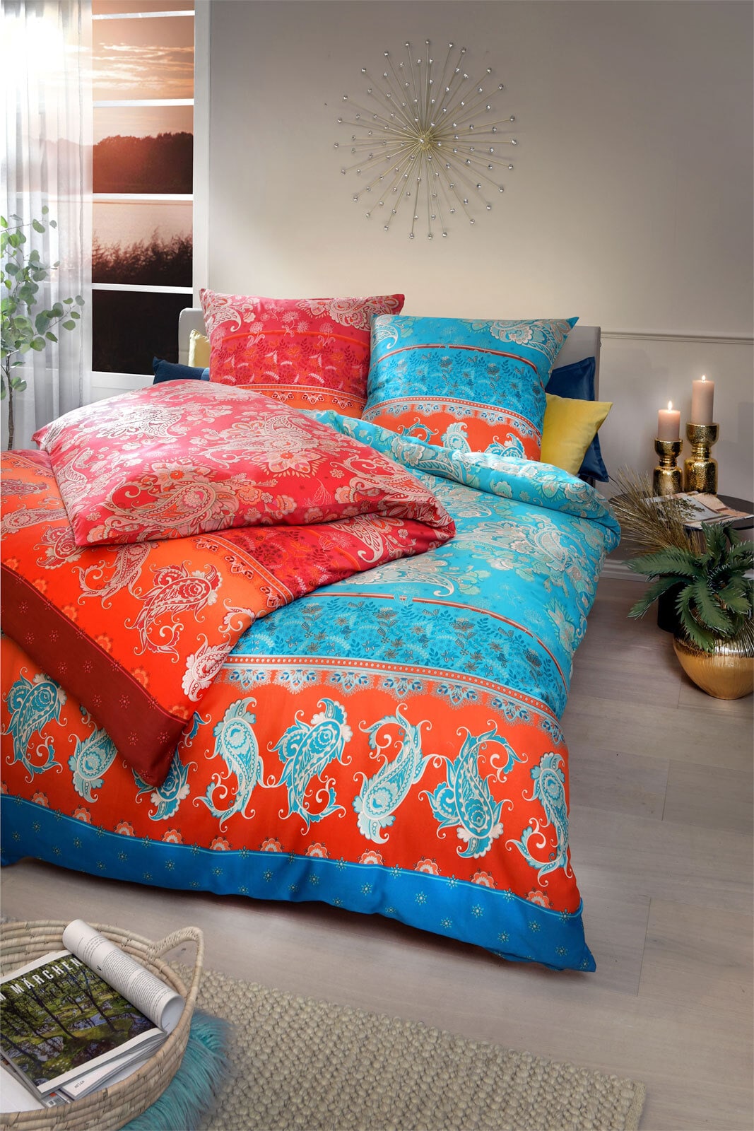 casaNOVA Satin-Bettwäsche SURI 135 x 200 cm rostfarbig