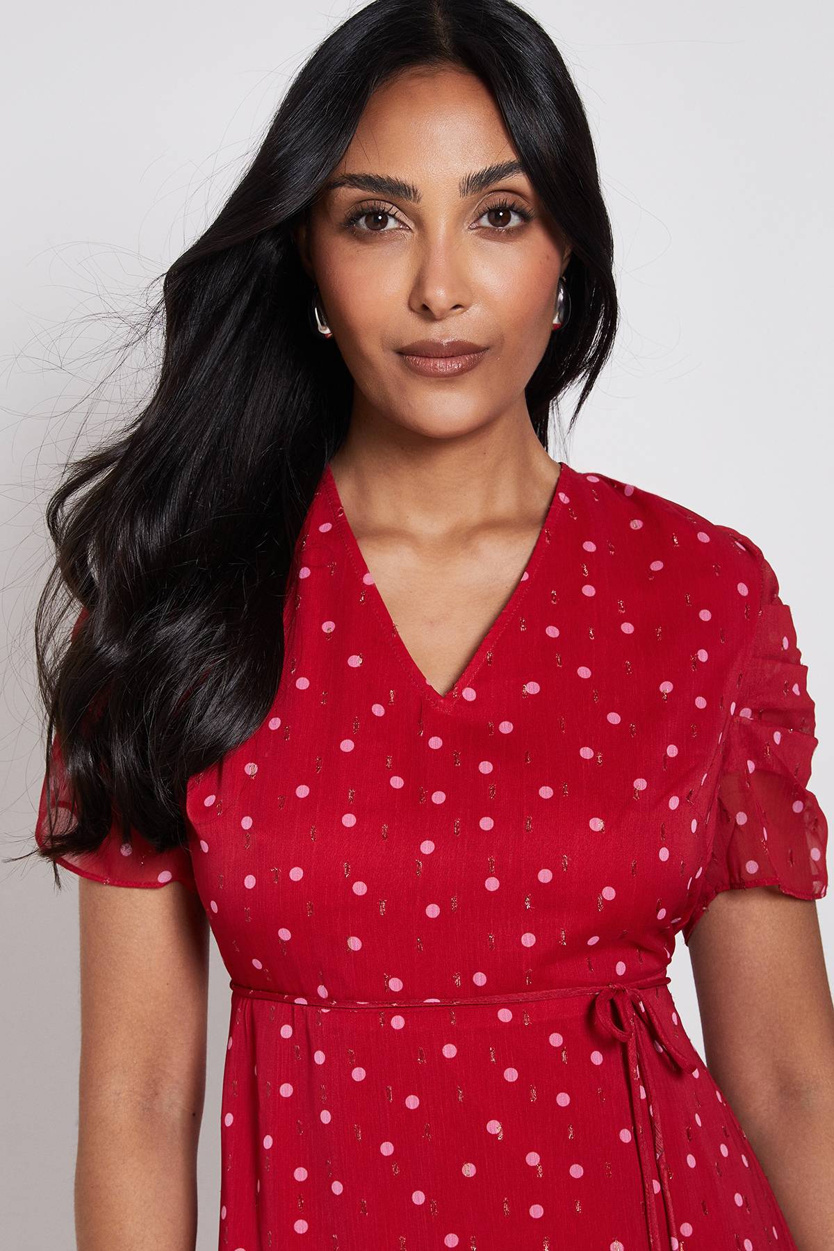 Wallis Robe Midi À Volants Pois Paillettés Petite Taille