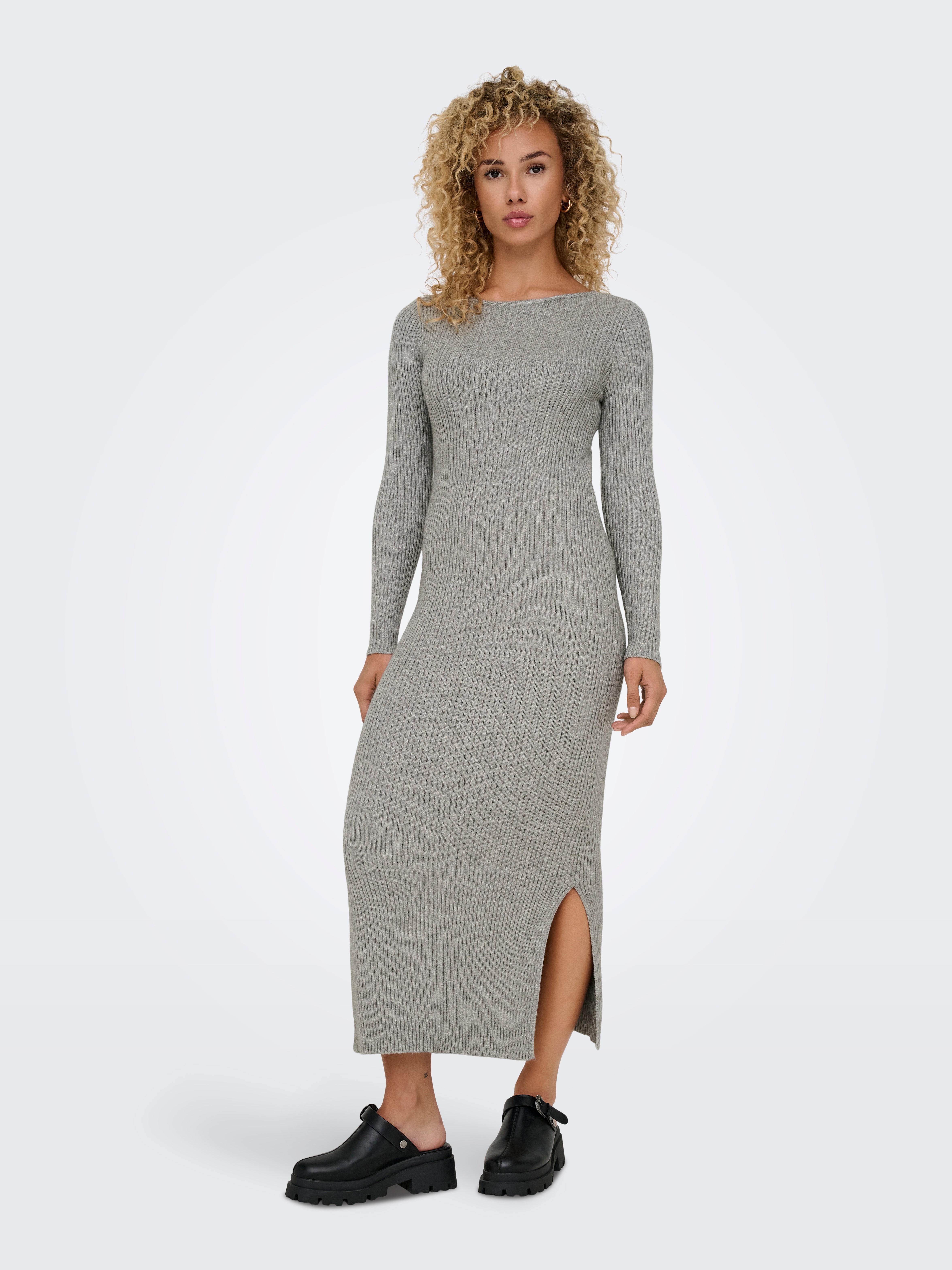 ONLKATIA Langes Kleid Medium Grey Melange