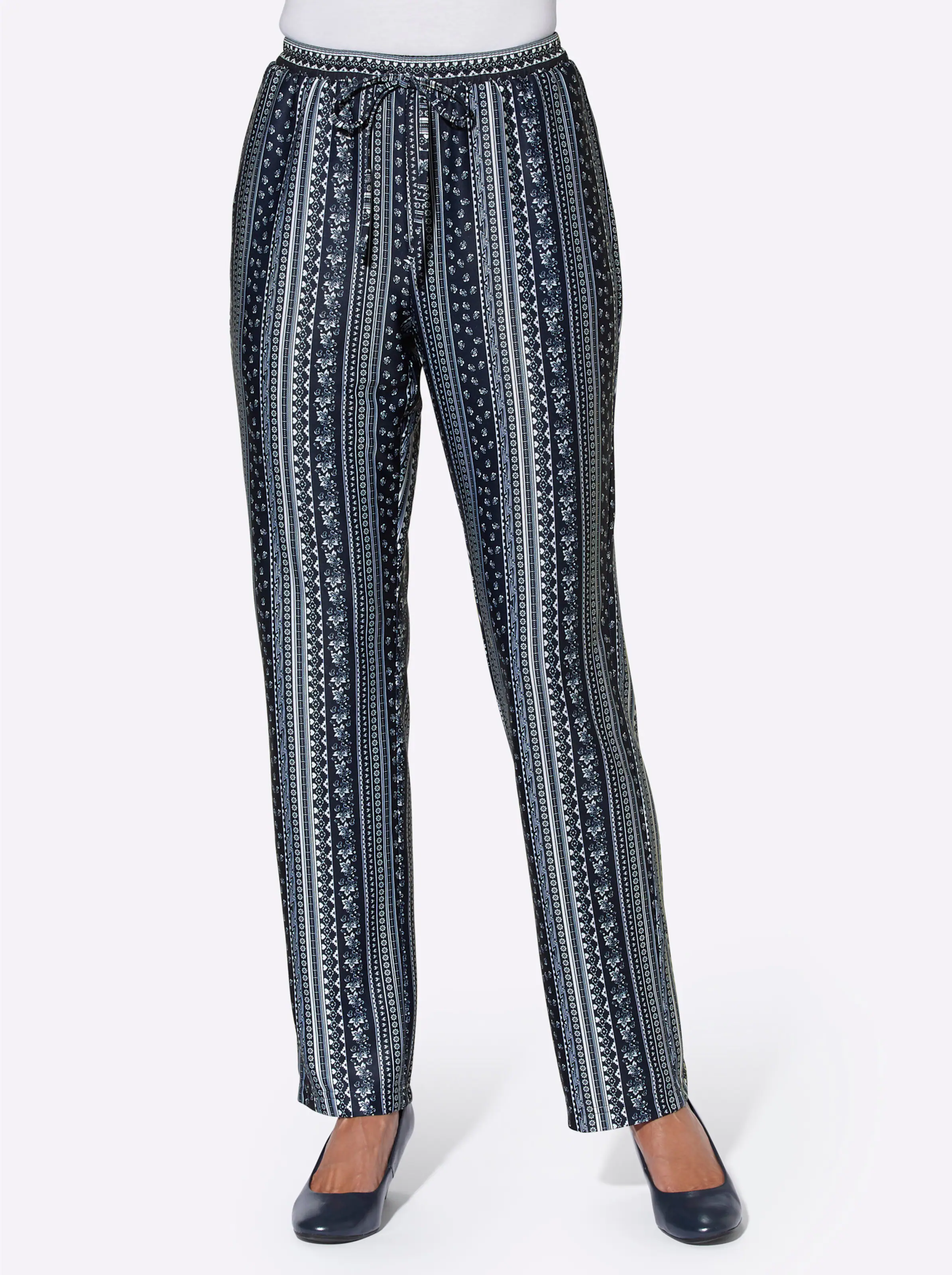 Jerseyhose in marine-gestreift