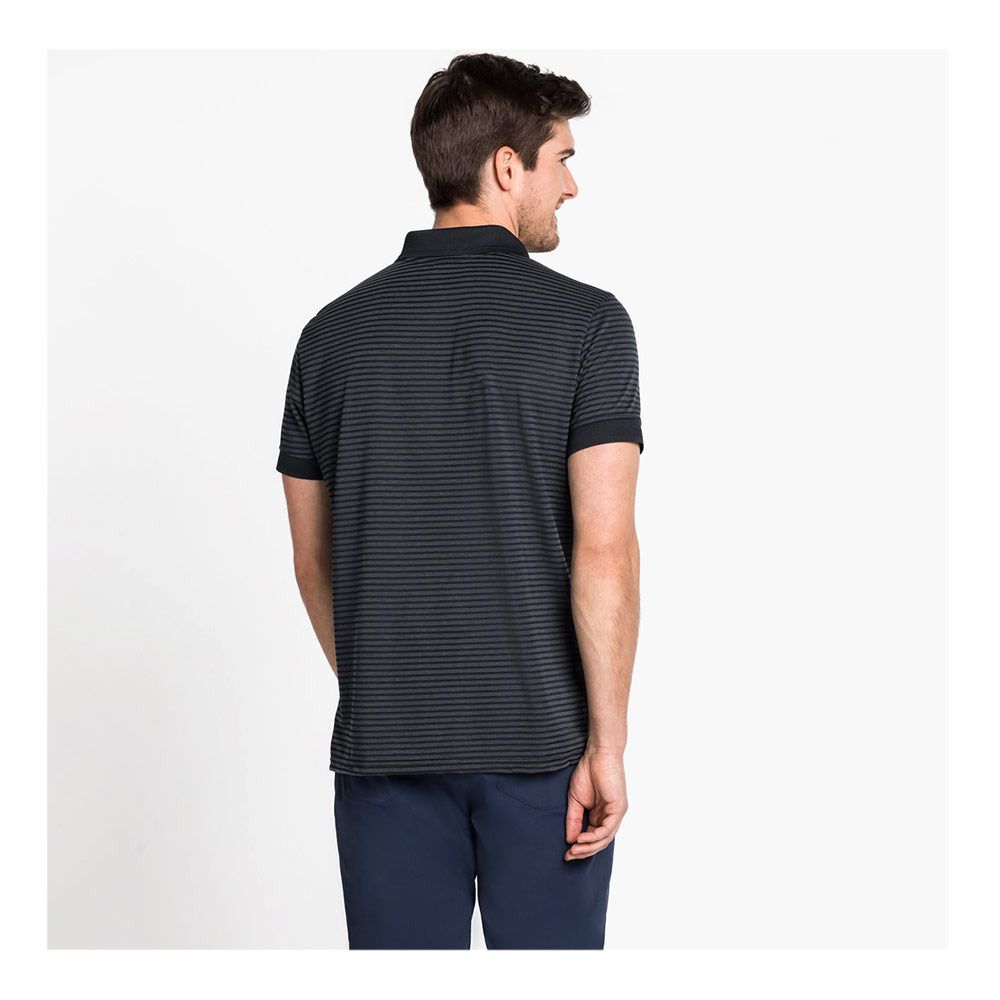 Odlo NIKKO DRY - Polo Homme black/odlo steel grey/stripes
