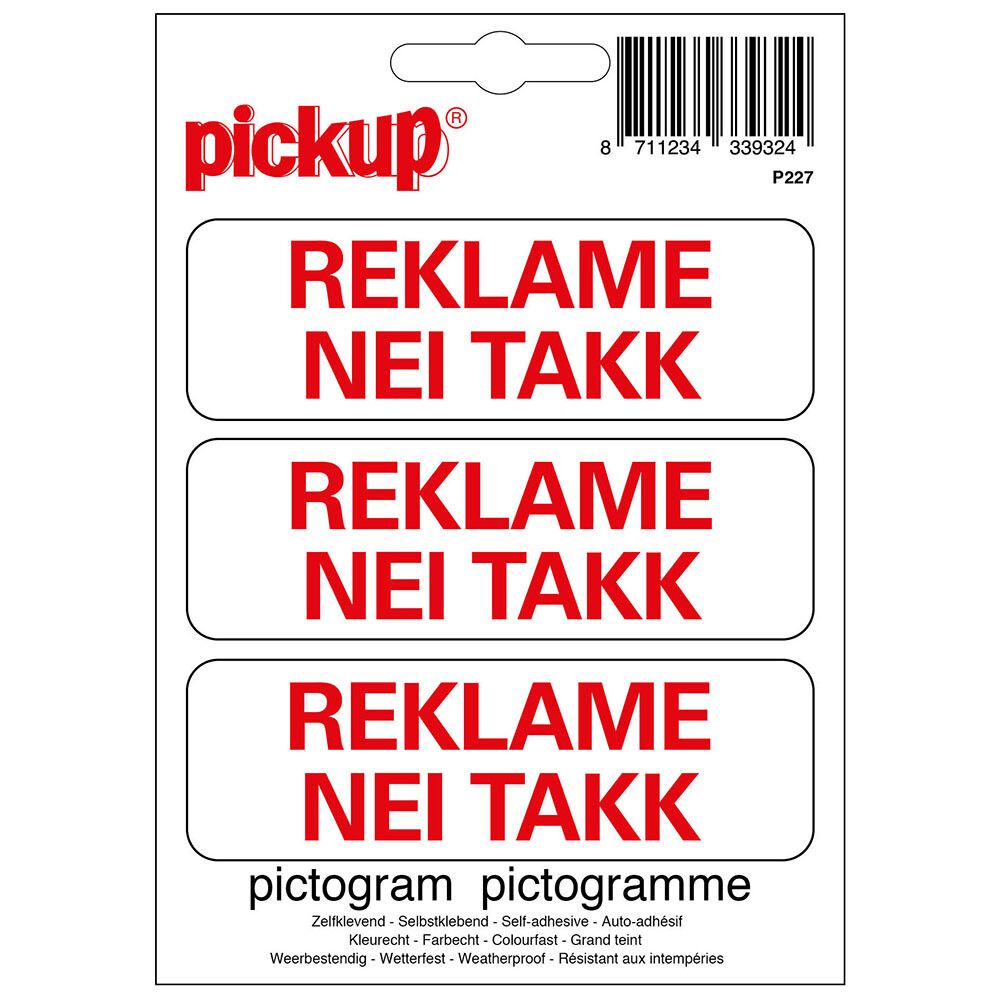 PICTOGRAM PICKUPREKLAME NEI TAKK 10 X 10 CM