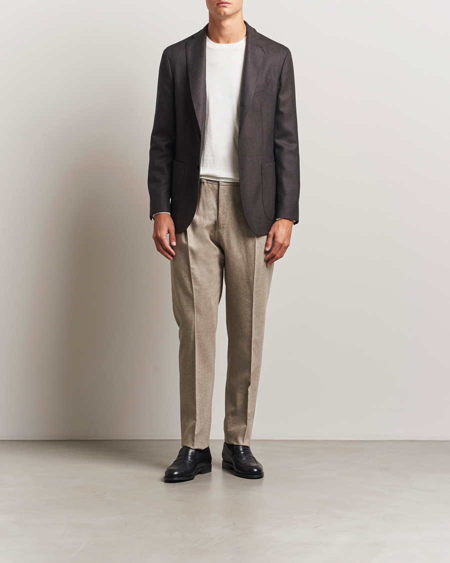 PT01 Slim Fit Wool/Cashmere Drawstring Trousers Beige