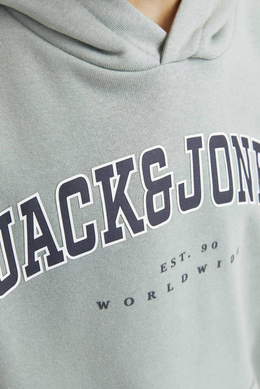 JACK & JONES hoodie JJECALEB VARSITY met logo zachtgroen