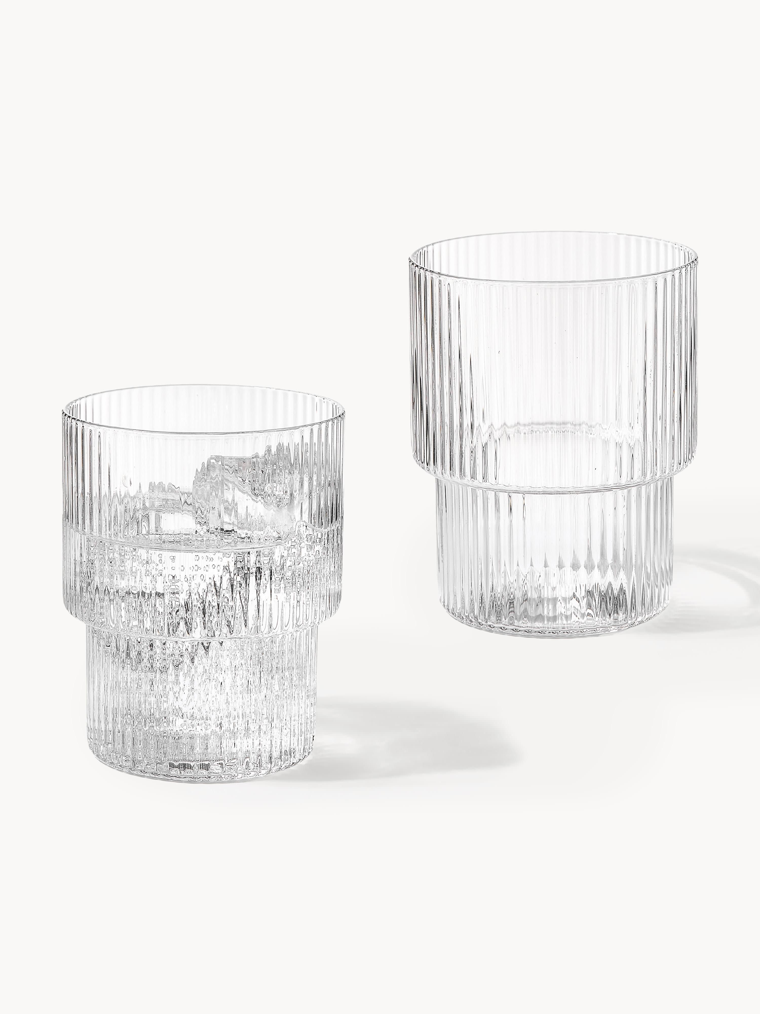 Mondgeblazen tumblers Ripple met groefreliëf, 4-delig