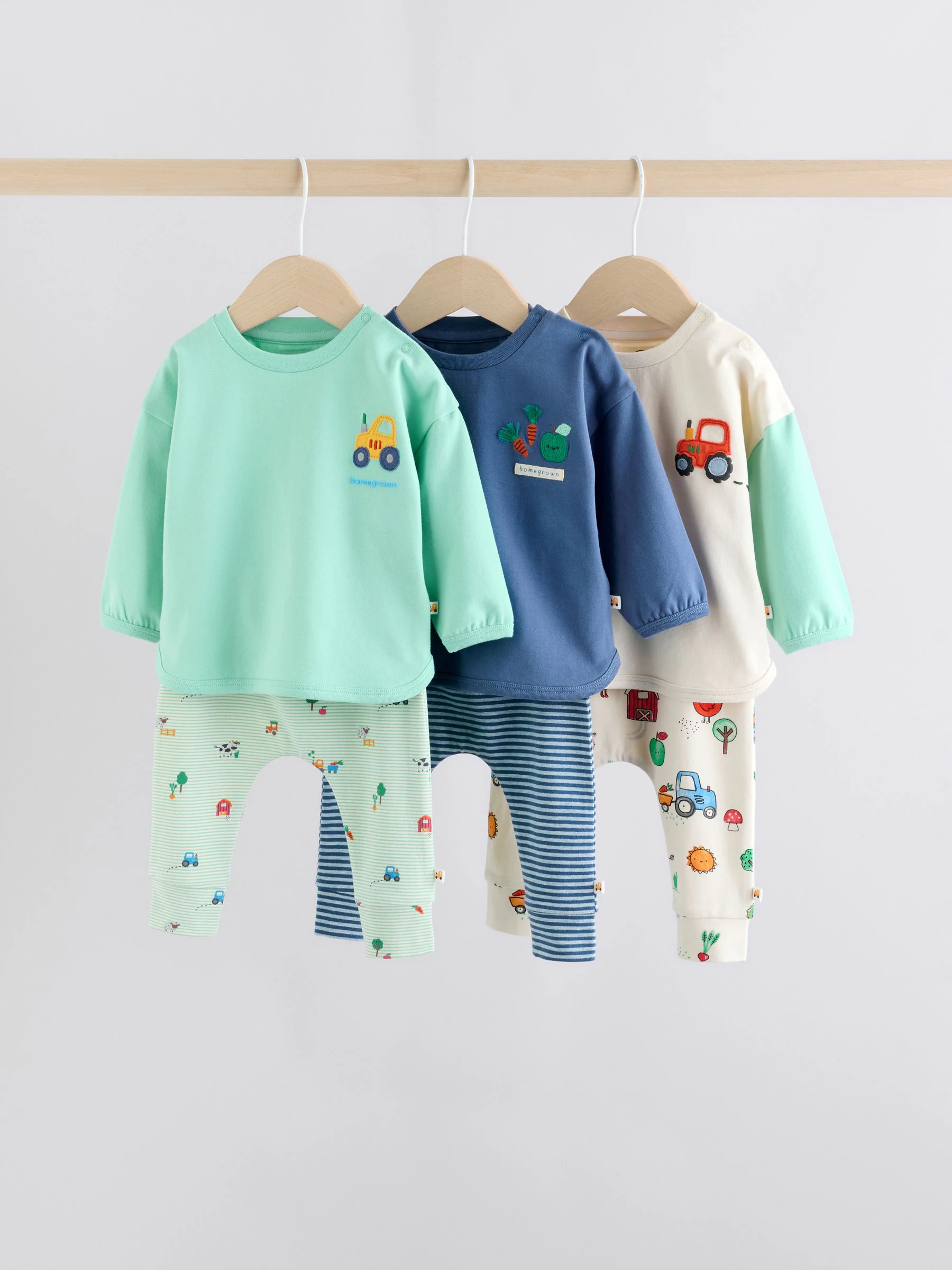 Felgekleurd met boerderijprint - Tops en Leggings 6 -delige babyset (0mnd-3jr)