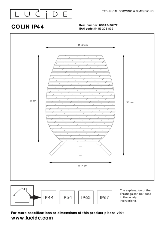 Lucide Colin tafellamp LED oplaadbaar buiten IP44 small zwart