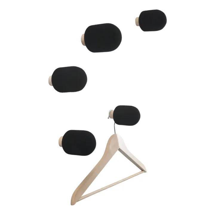 Moustache Patère Micro- Big Game - Set de 5 | Noir