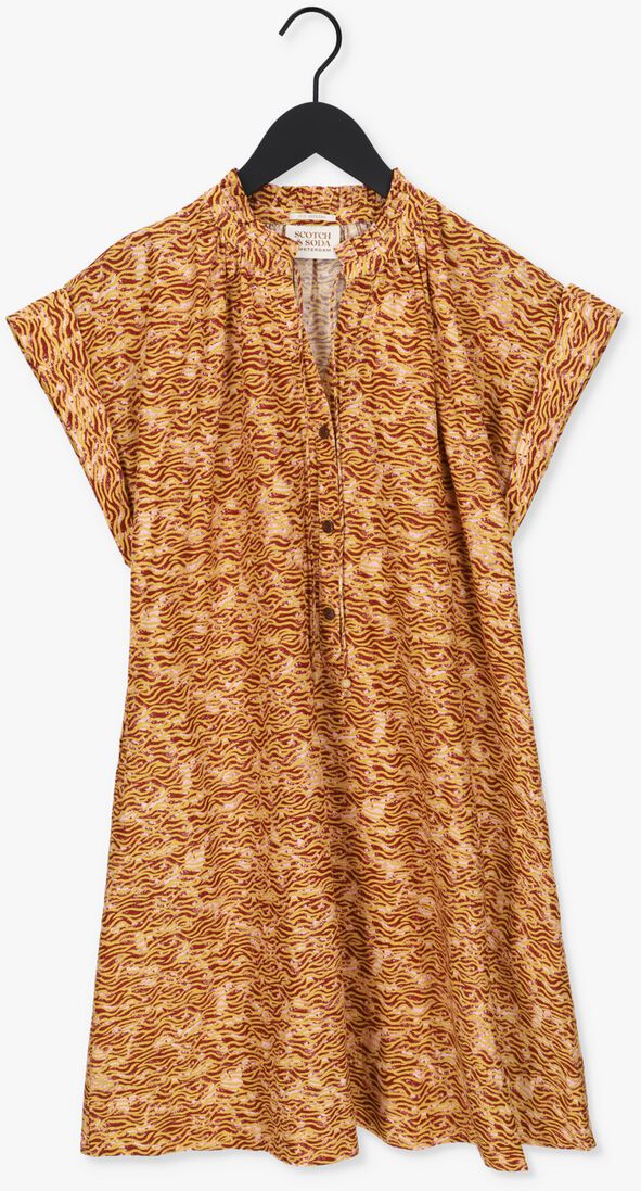 SCOTCH & SODA oker scotch & soda mini jurk color blocked cotton throw-on dress