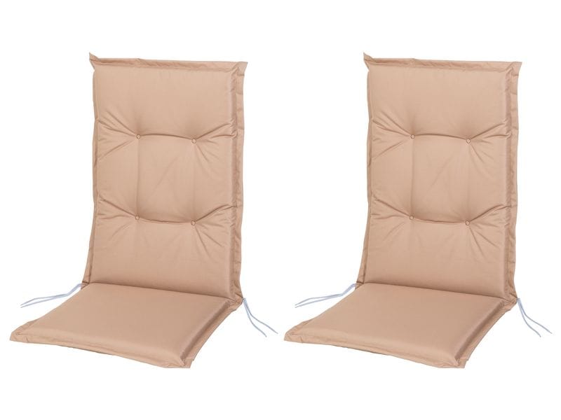 COCON Stuhlauflage Hochlehner Outdoor 118 x 50 cm, Beige, 2 Sitzkissen für Gartenstühle mit hoher Rückenlehne