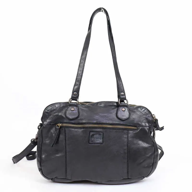 BEAR DESIGN Umhängetasche Schwarz Leder