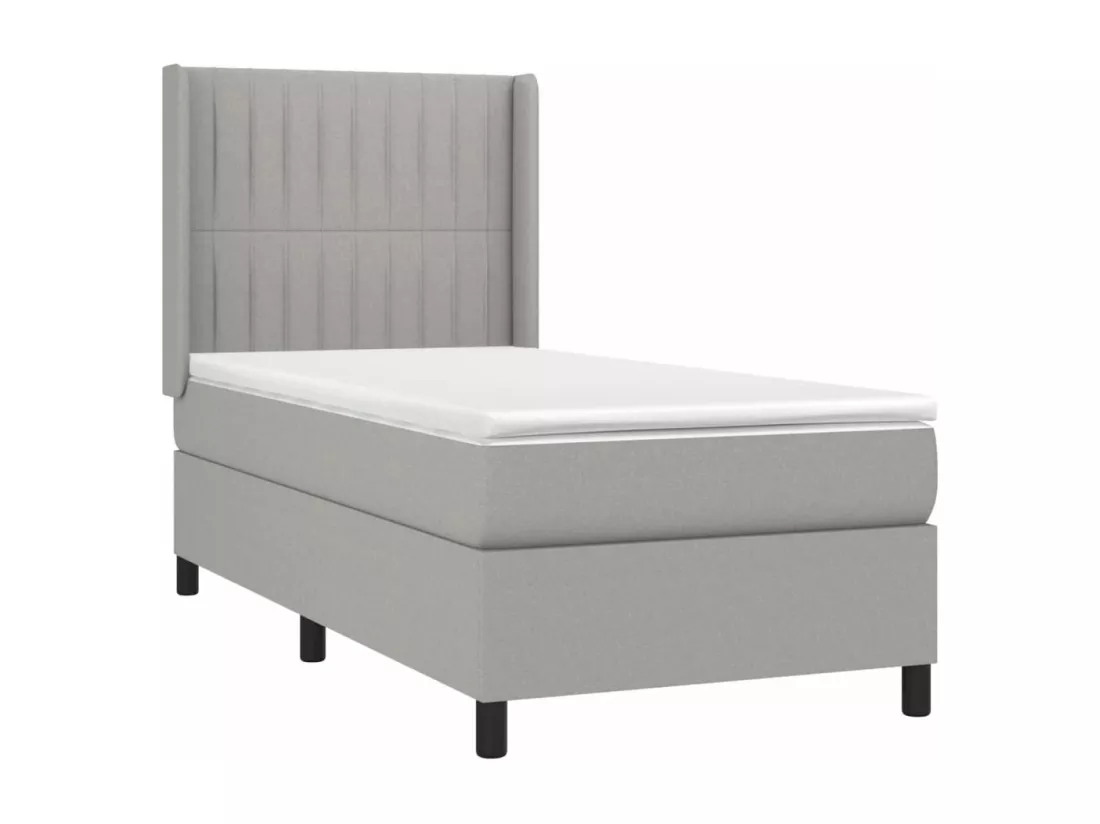 Sommier tapissier avec matelas et LED Gris clair 90x190cm Tissu
