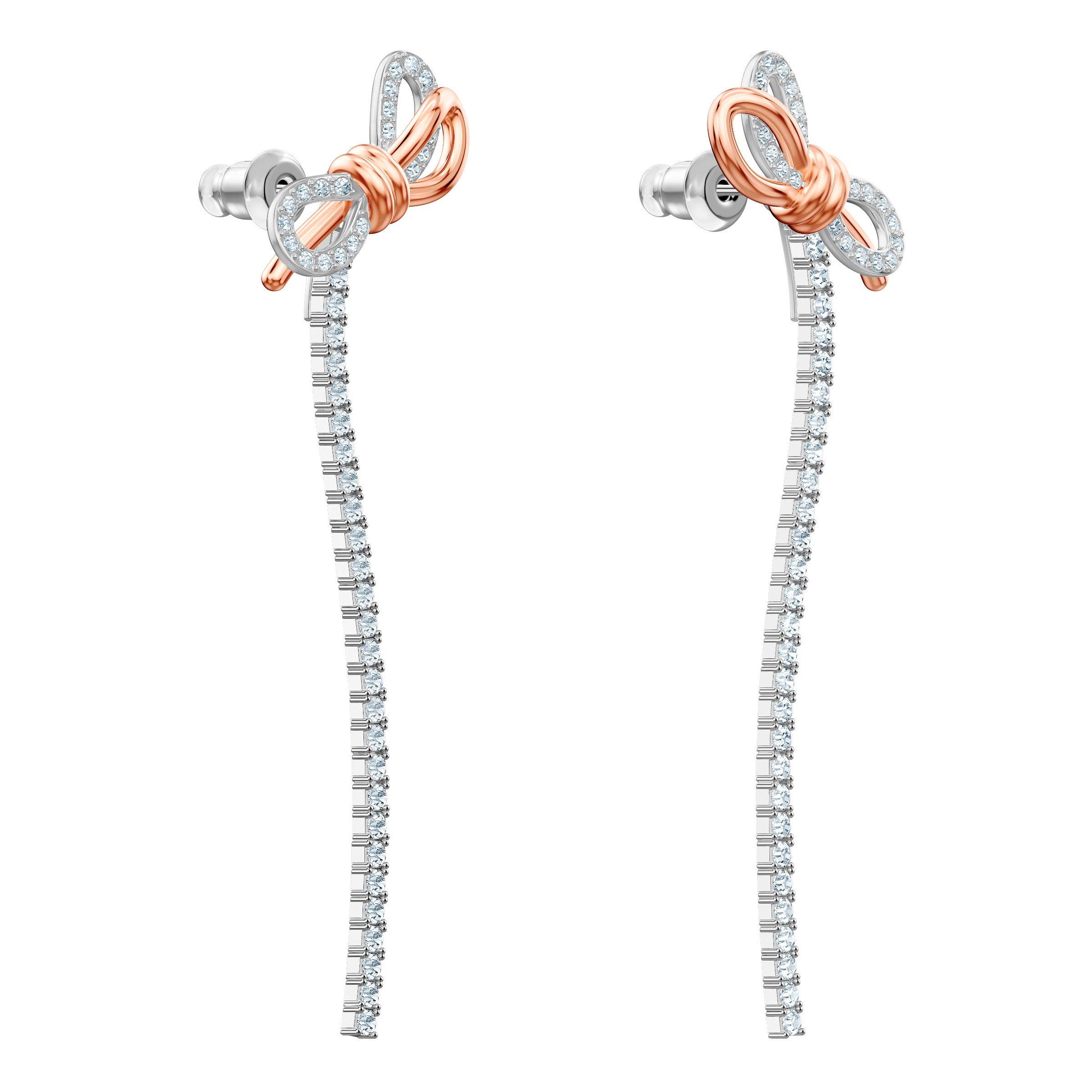 Swarovski Lifelong Bow drop earrings, Bow, White, Mixed metal finish