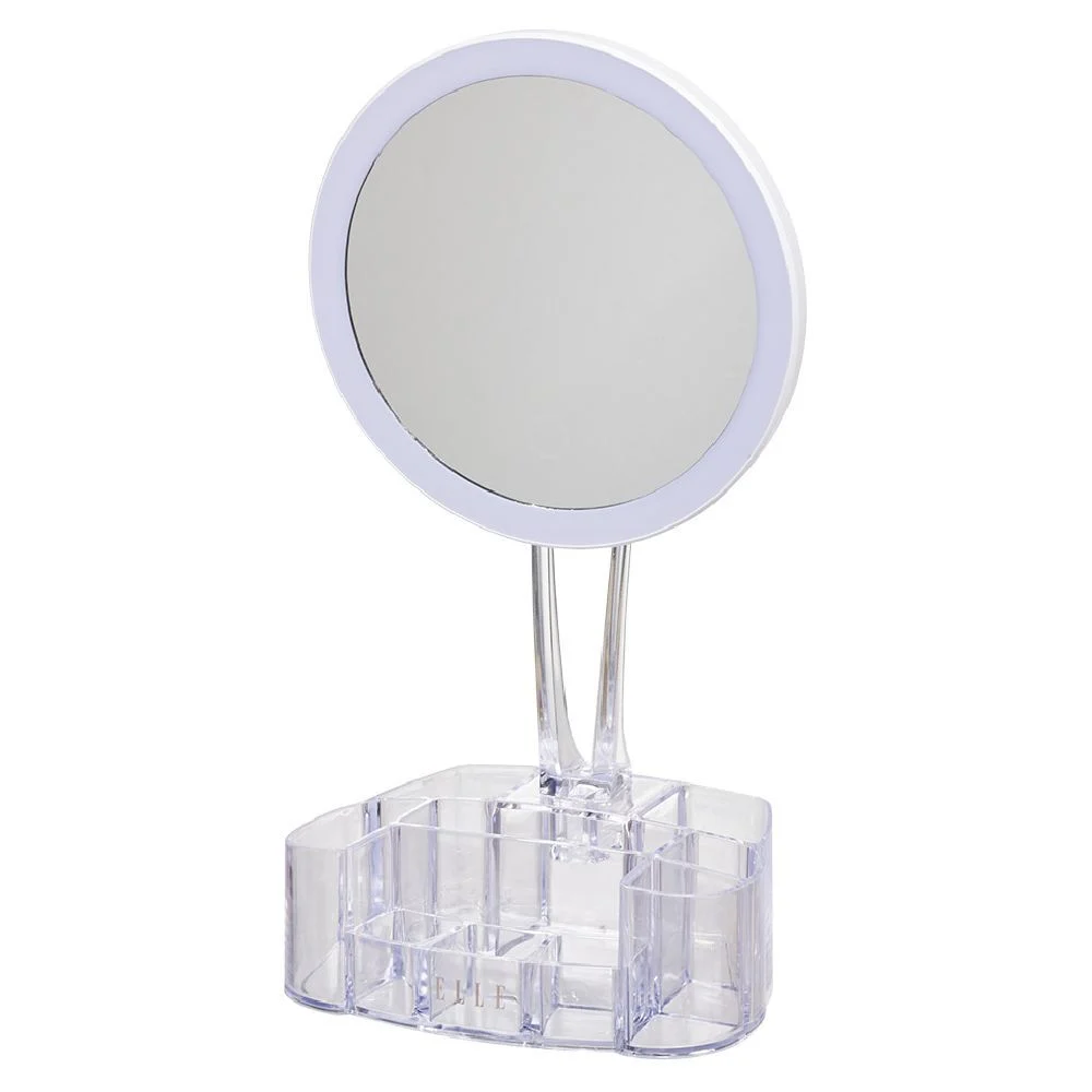 Miroir à LED avec rangement transparent