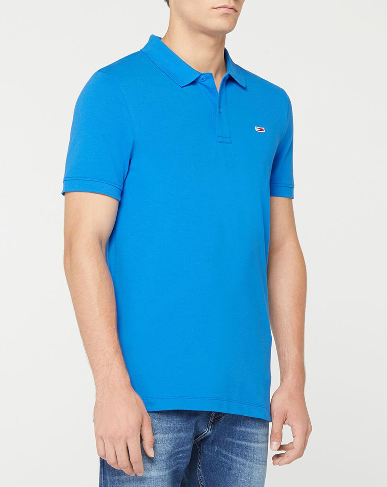 Tommy Jeans Polo Regular en Coton Bio Str Mini Flaf bleu vif