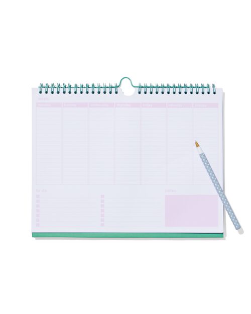 planificateur hebdomadaire de bureau avec spirale et support 21x28