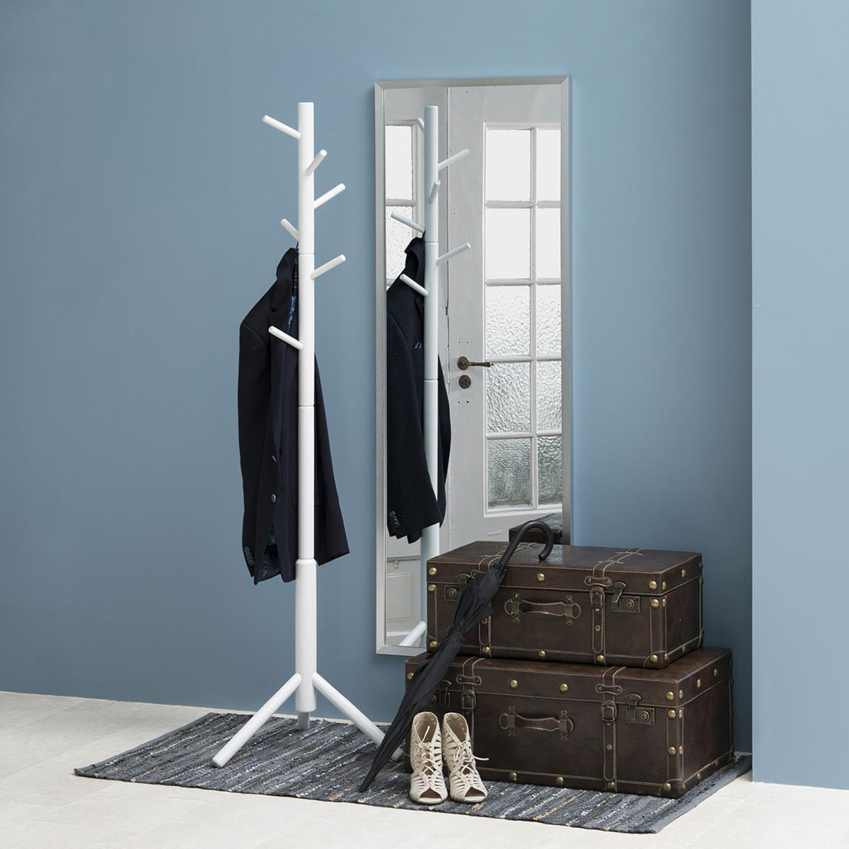 Dean houten staande kapstok - 176 cm hoog Wit