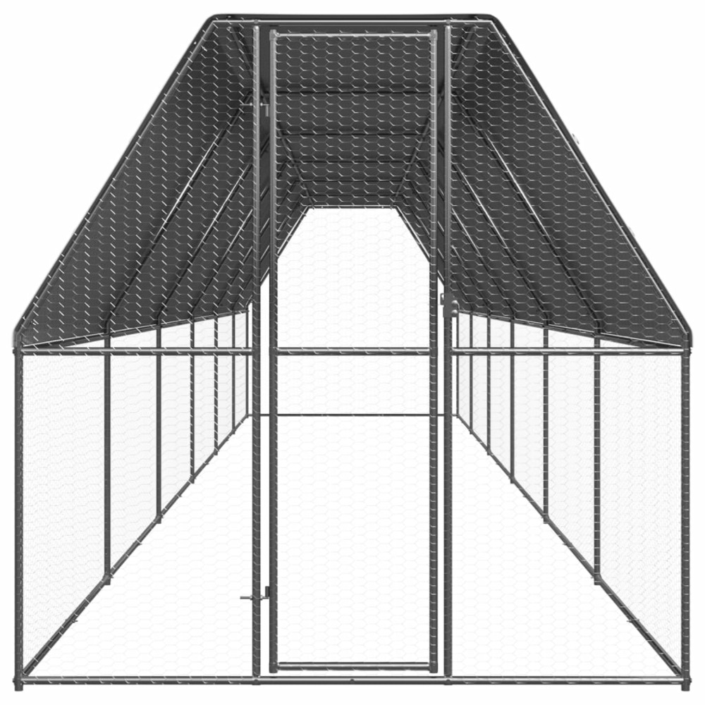 Poulailler d'extérieur 2x12x2 m acier galvanisé