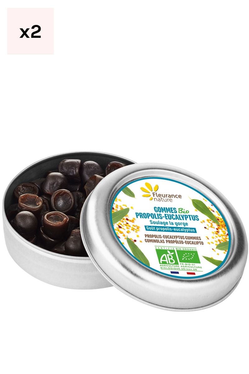 Gommes propolis-eucalyptus bio - Soulage la gorge - 2 x 35 g