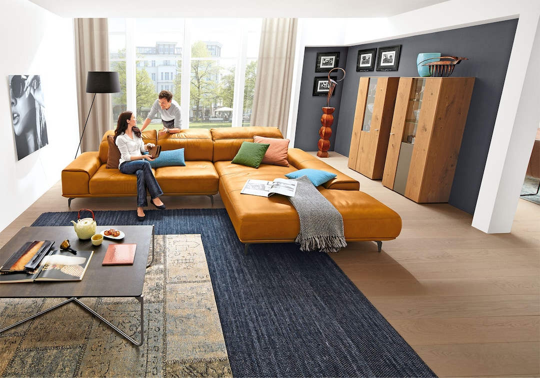 Musterring Ecksofa MR 2490 Lederbezug Kurkumagelb