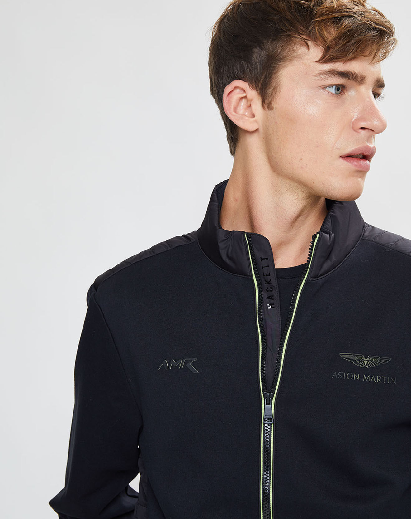 Hackett London Blouson Aston Martin Racing Jersey bimatière noir