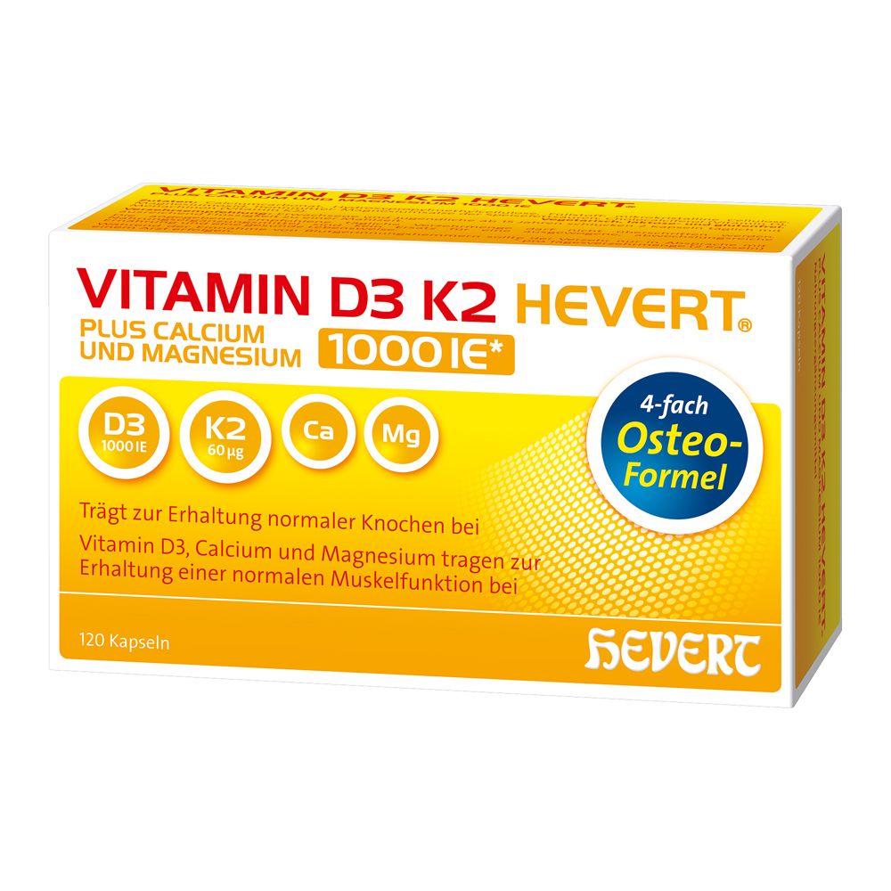 Vitamin D3 K2 Hevert plus Calcium und Magnesium 1000 IE