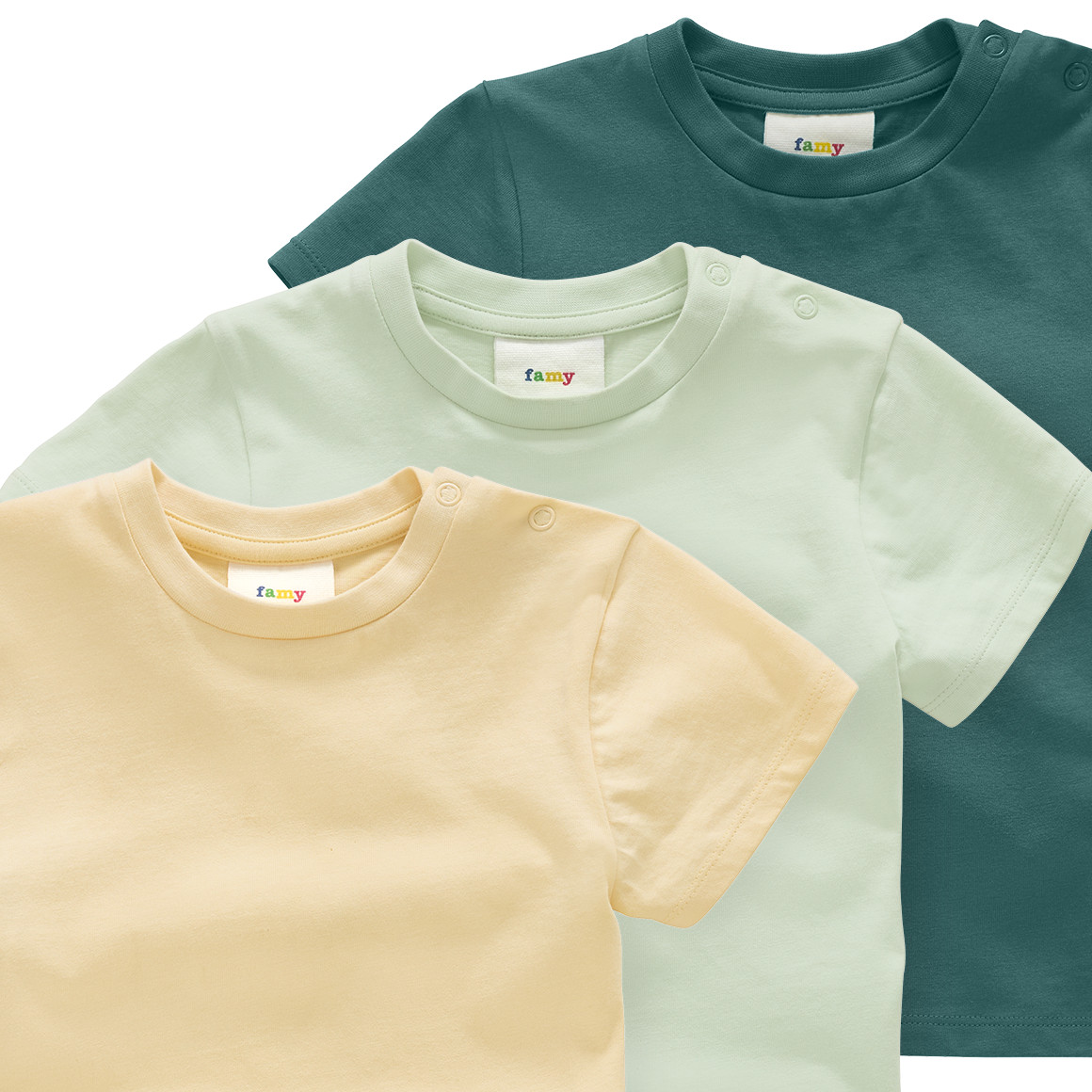 Famy 3 Baby T-Shirts im Basic-Look hellgrün / sand / dunkelgrün