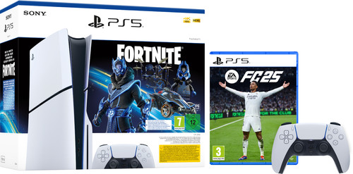 PlayStation 5 Slim Disc Edition + Fortnite Voucher + FC 25 + Extra Controller Wit