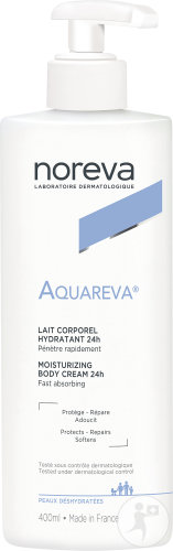 Noreva Aquareva Lait Corporel Hydratant 24h Peaux Déshydratées Flacon Pompe 400ml