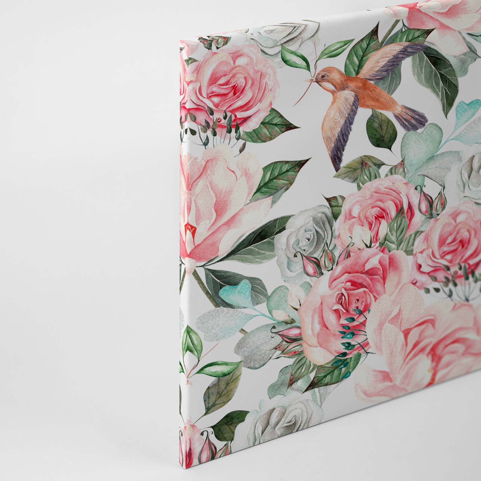 Leinwandbild BLUMEN - rosa-hellgrün - 90x60 cm