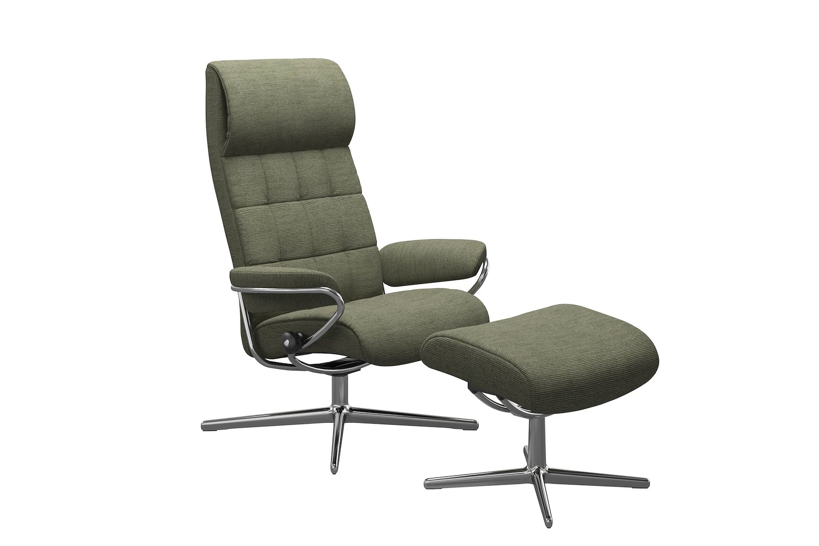 London lenestol m/krakk Tekstil Jasmine Dark Green - Cross - Chrome
