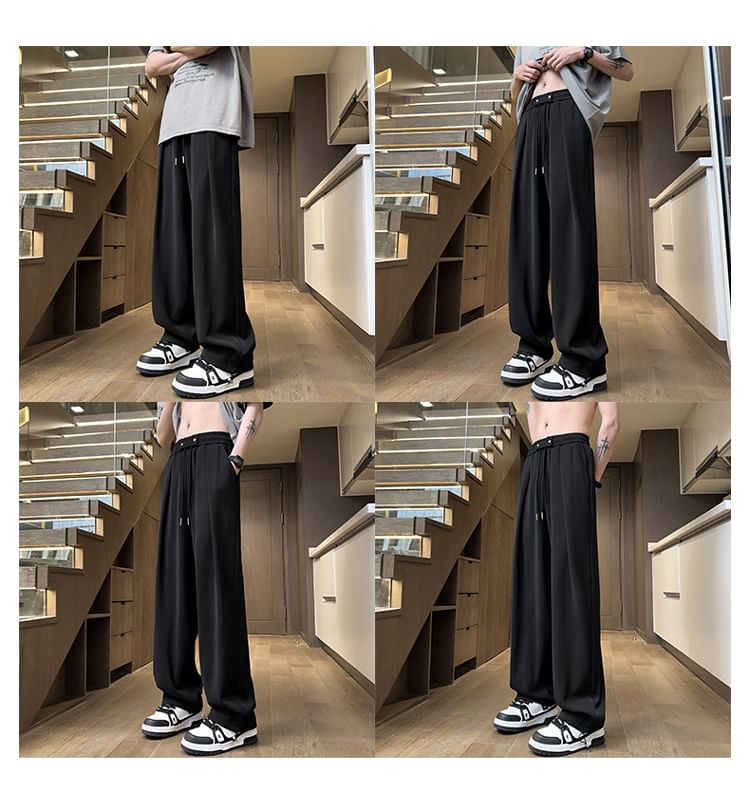 Priam - Effen broek met wijde pijpen en trekkoord in de taille
