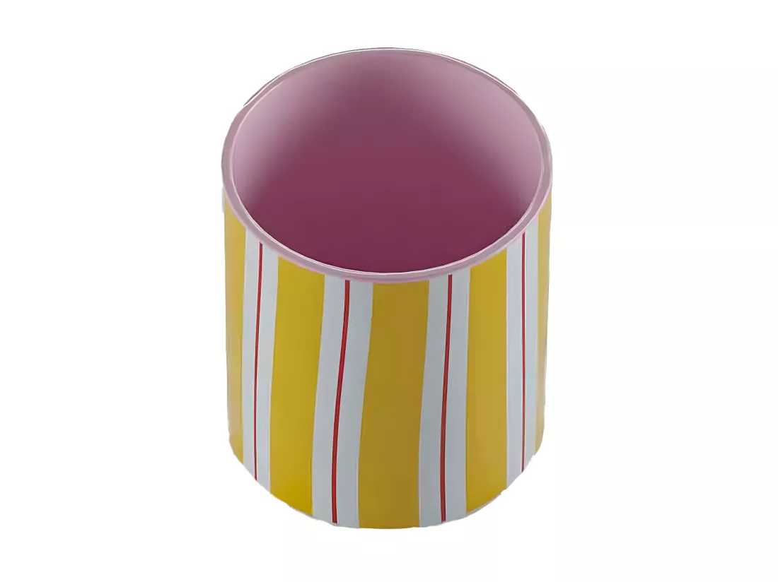 ORLANDO PETIT - Petit vase cylindrique à rayures orange