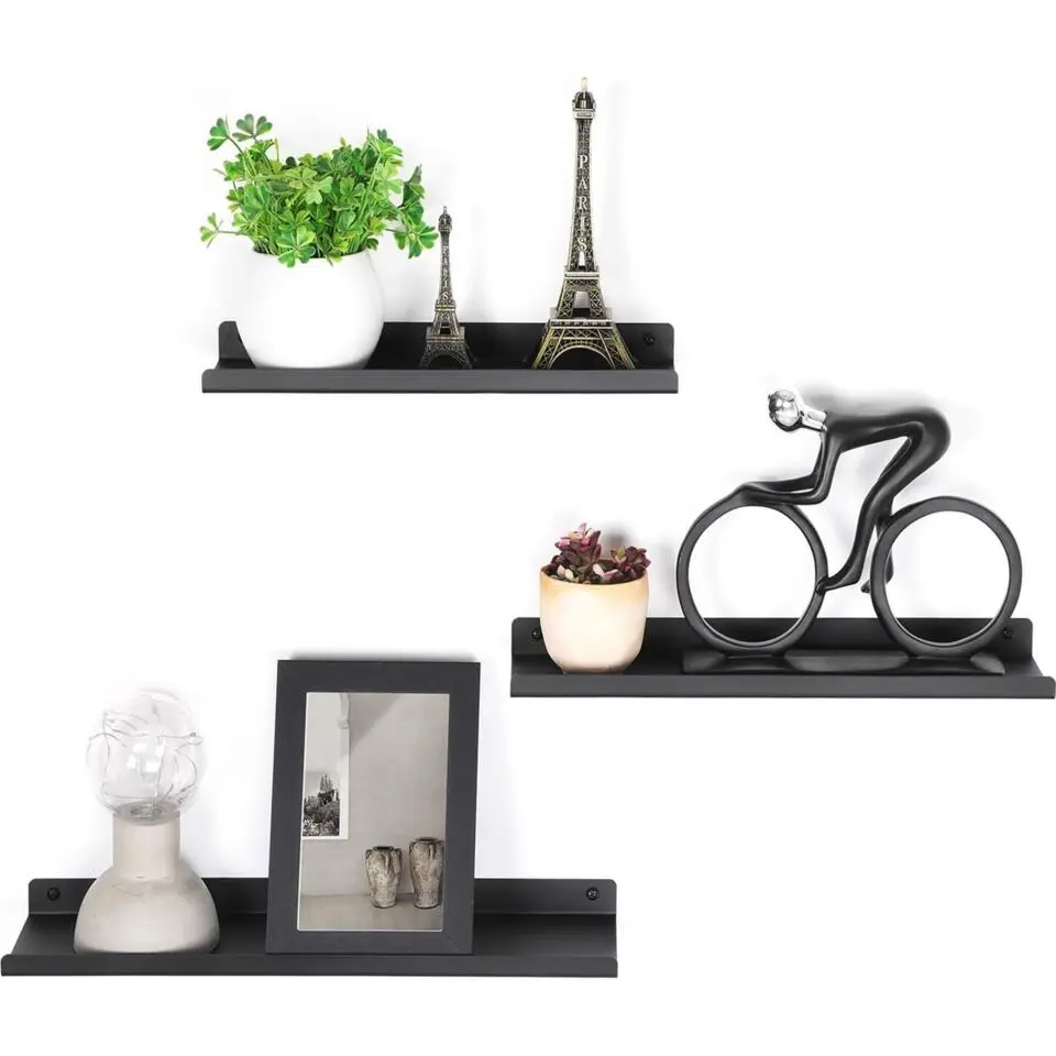 Parya Home Metalen wandplanken, set van 3, zwevende planken