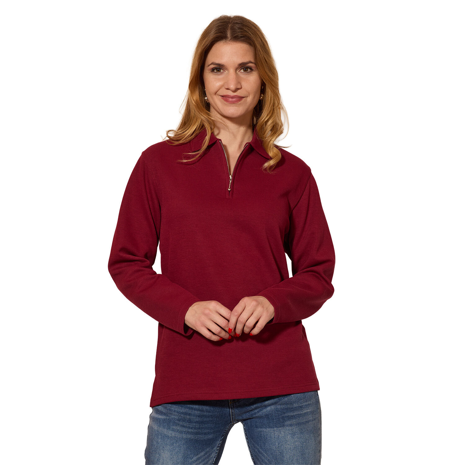 Sweat-Shirt mit feiner Ripp-Optik