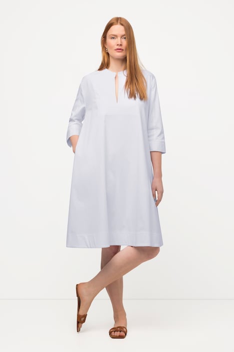 Kleid, A-Linie, Taschen, Tunika-Ausschnitt, 3/4-Arm