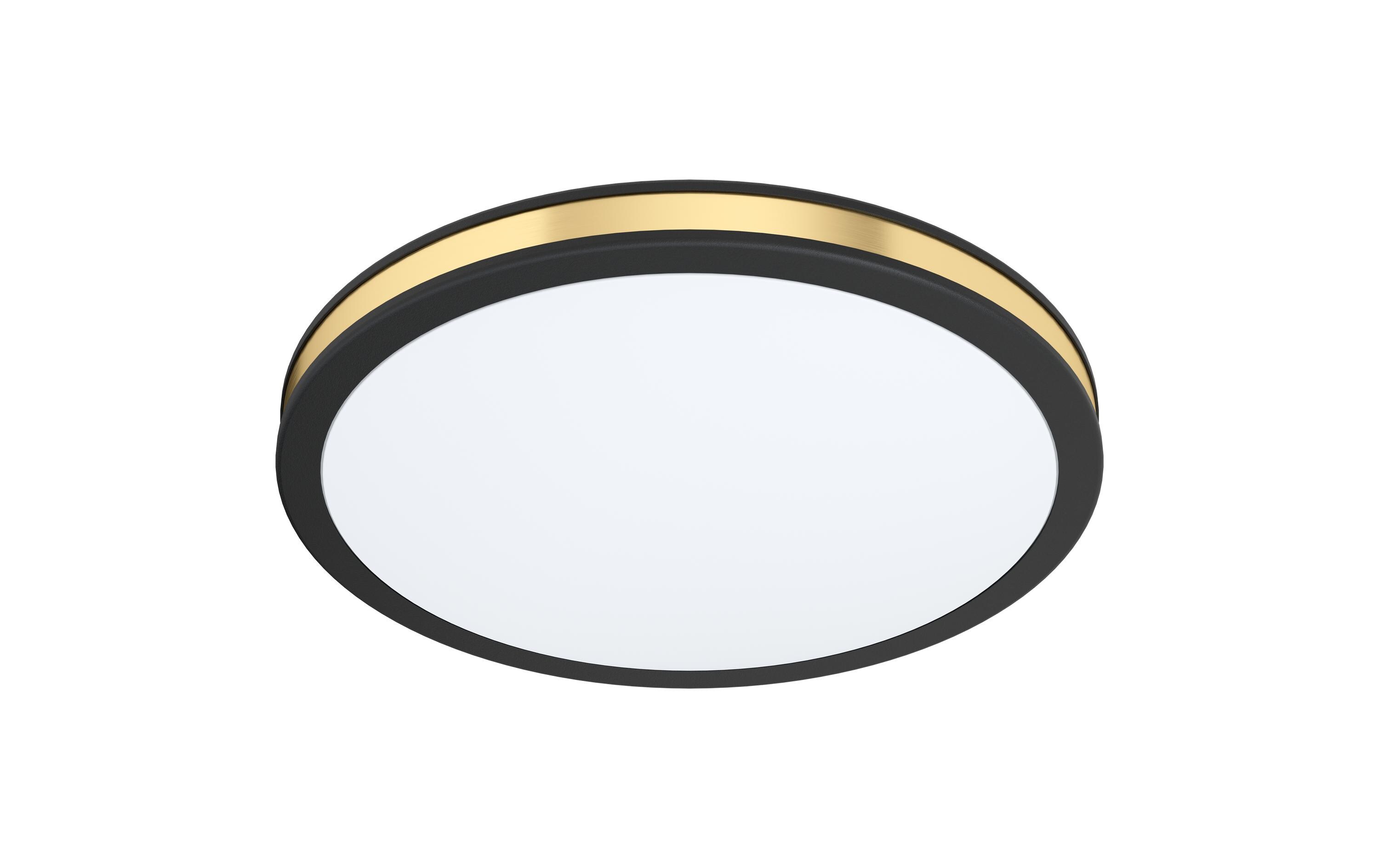 Deckenleuchte PESCAITO 1x 12 W 3000 K, SchwarzFlache Aufbauleuchte mit goldener Verzierung