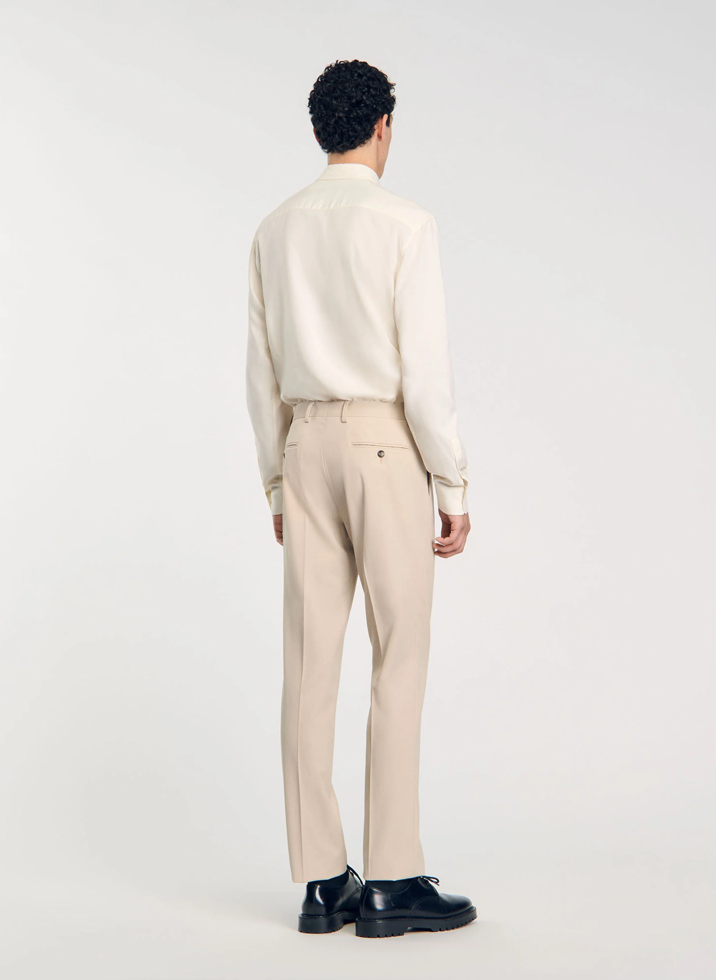 Pantalon de costume en laine mélangée | Beige