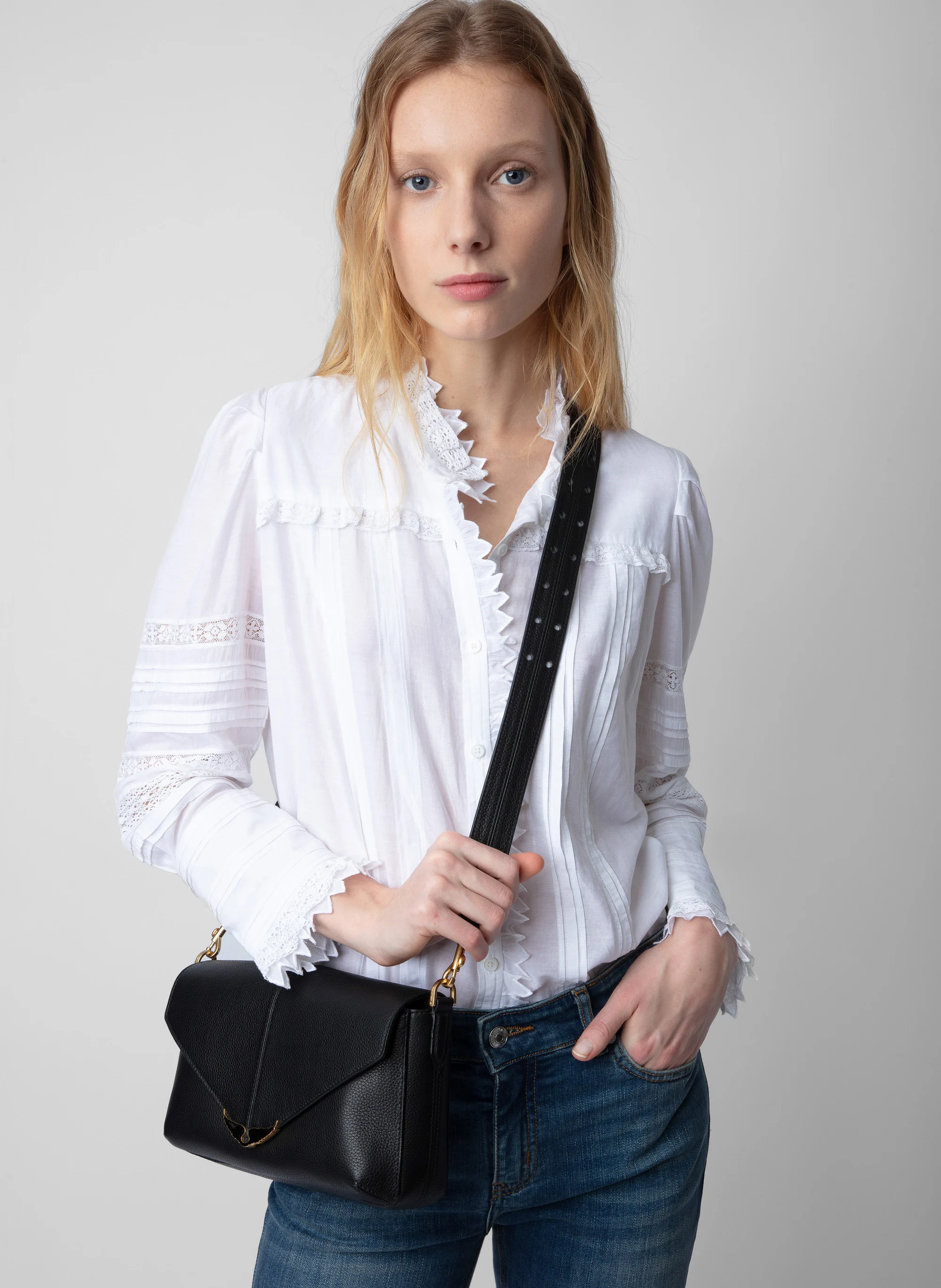 BORDERLINE - Sac bandoulière en cuir | Noir