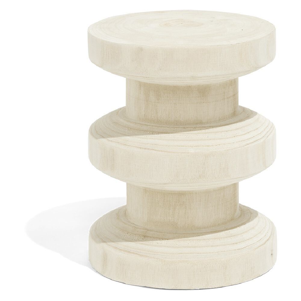 Bout de canapé Tammy bois paulownia beige Ø27xH33cm