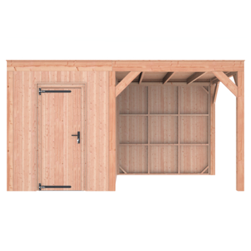 Tuinhuis met overkapping Douglas hout onbehandeld 445 x 255 cm