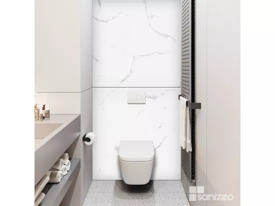 Lot de 2 Panneaux d'Habillage pour Douche et Baignoire, L120*l120*0.4 cm, effet marbre blanc, Mud White by SANIZÉO