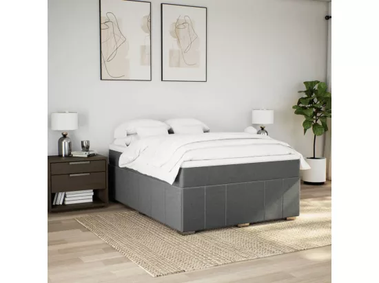 Sommier à lattes de lit avec matelas Gris foncé 160x200cm Tissu