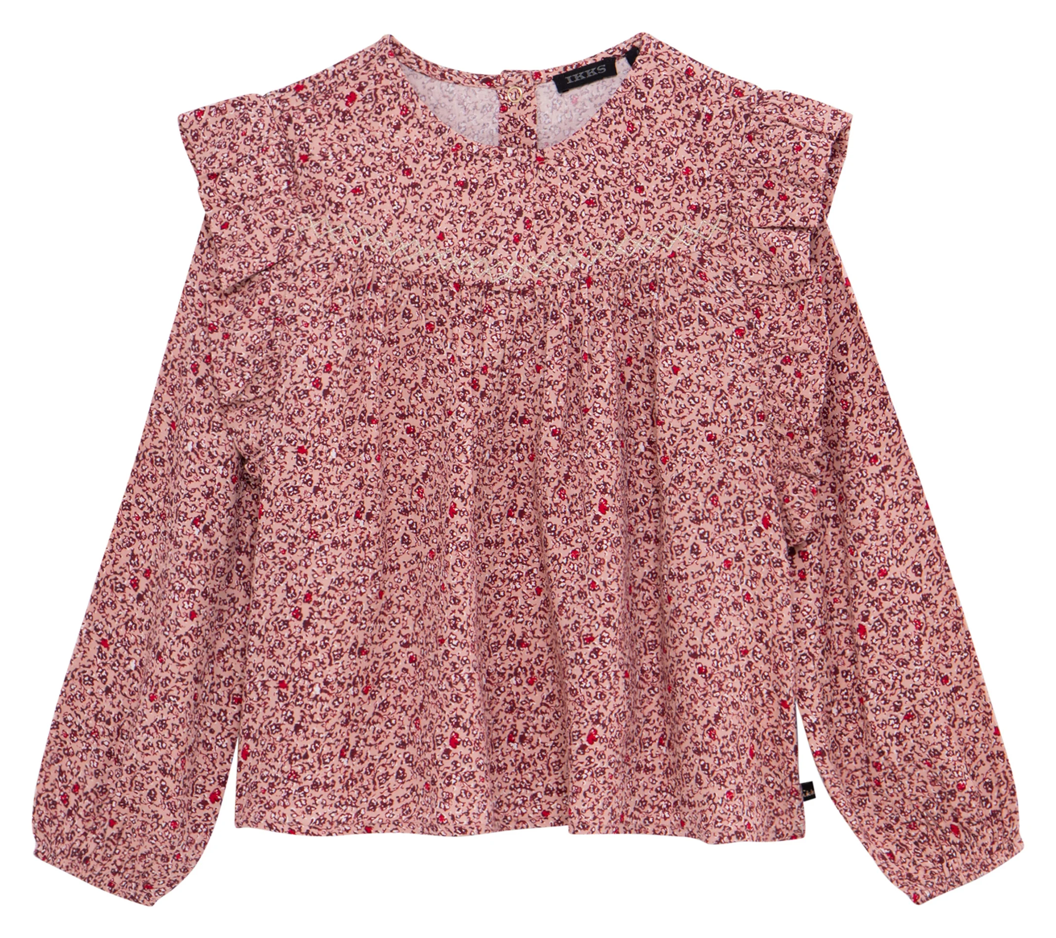 Blouse imprimée à volants | Rose