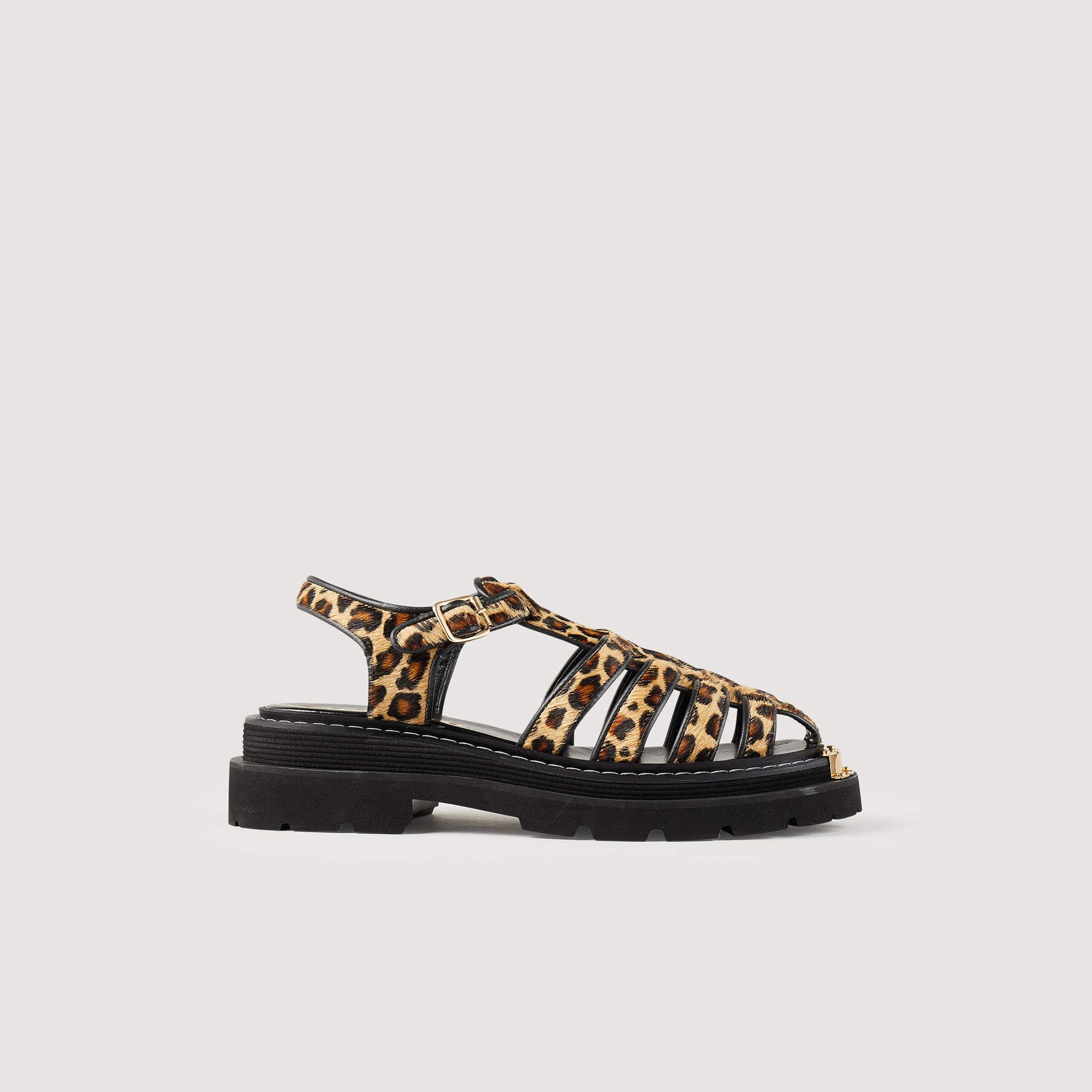 Sandales Olyssa en cuir effet leopard